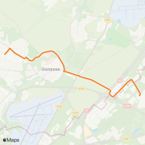 Île-de-France Mobilités Parc des Expositions <> Gare de Villiers-le-Bel Gonesse Arnouville map
