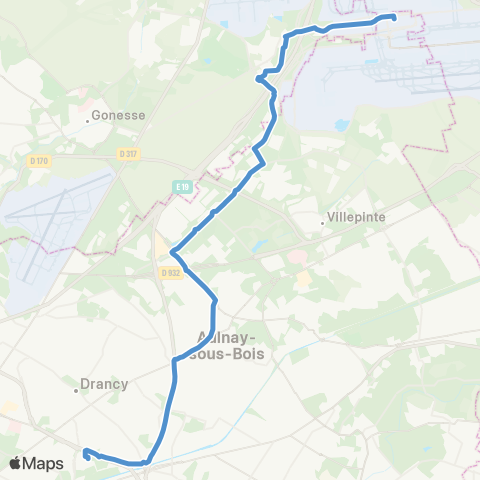 Île-de-France Mobilités D1 / Gare de Roissypôle Aéroport CDG 1 <> Bobigny / Pablo Picasso map