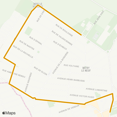 Île-de-France Mobilités Collège Erik Satie <> Gare de Villeparisis Mitry-le-Neuf map