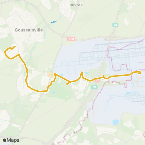 Île-de-France Mobilités Goussainville Gare <> Gare de Roissypôle / Aéroport CDG 1 (G3) map