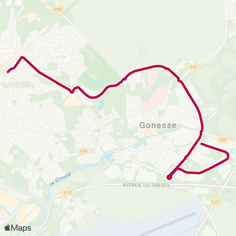 Île-de-France Mobilités Gare de Villiers-le-Bel Gonesse Arnouville <> Zone Industrielle map
