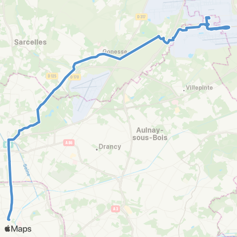 Île-de-France Mobilités Gare de l'E. <> Gare de Roissypôle / Aéroport CDG 1 (B2) map