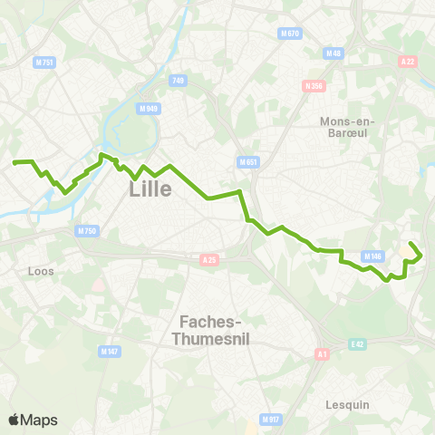 Ilévia Lomme A France / V d'Ascq Hôtel de Ville map