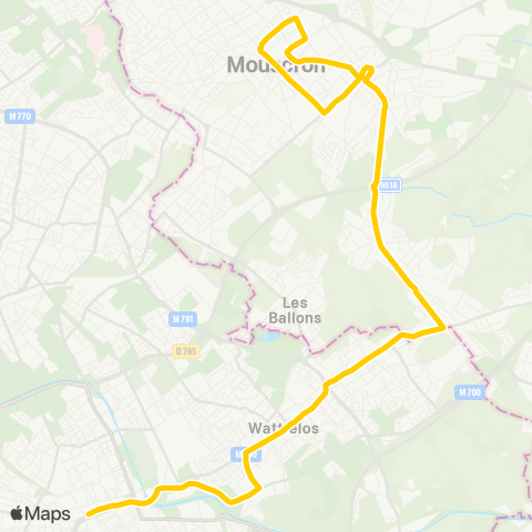 Ilévia Roubaix Eurotéléport / Mouscron Gare map