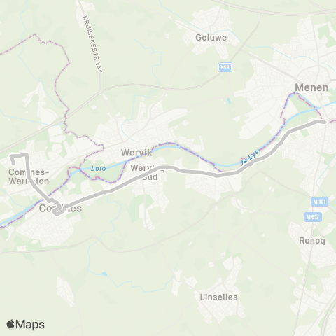 Ilévia Desserte des Ets Scolaires Comines F et B map