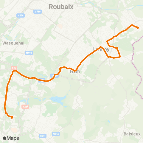 Ilévia Villeneuve d'Ascq Pont de Bois - Leers Coeur de Ville map