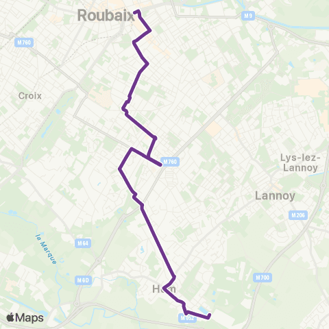 Ilévia Roubaix Eurotéléport - Hem la Vallée map