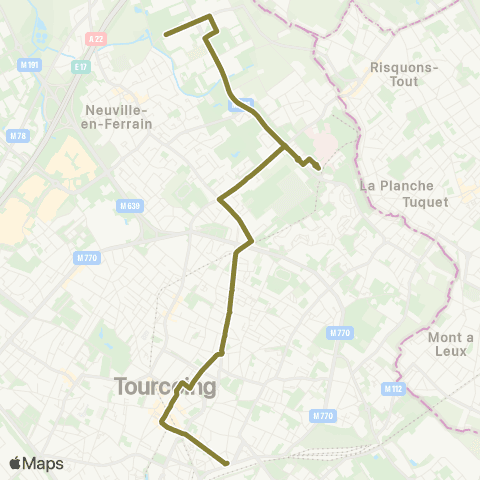 Ilévia Neuville-en-F Reckem - Tourcoing Gare map