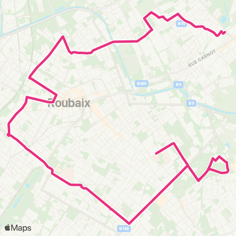 Ilévia Citadine Wattrelos Ctre - Roubaix Fraternité map