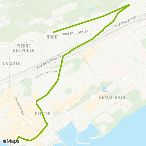 Transports Publics Neuchâtelois Neuchâtel, Place Pury - Neuchâtel,Vallon de l'Ermitage map