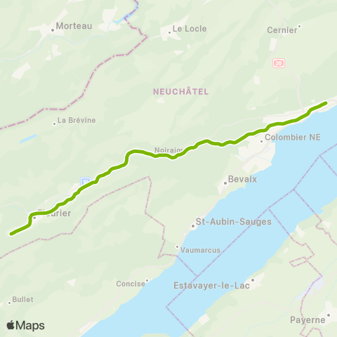Transports Publics Neuchâtelois Neuchâtel - Buttes map