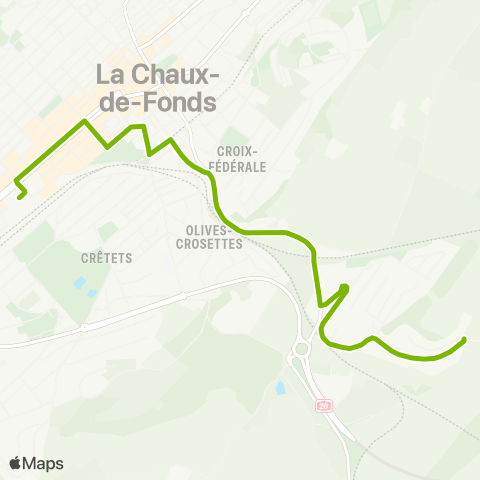 Transports Publics Neuchâtelois La Chaux-de-Fonds, Cerisier - La Chaux-de-Fonds, gare map