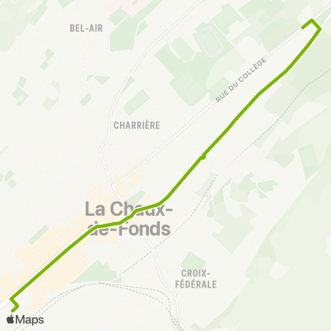 Transports Publics Neuchâtelois La Chaux-de-Fonds, gare - La Chaux-de-F, La Joux-Perret map