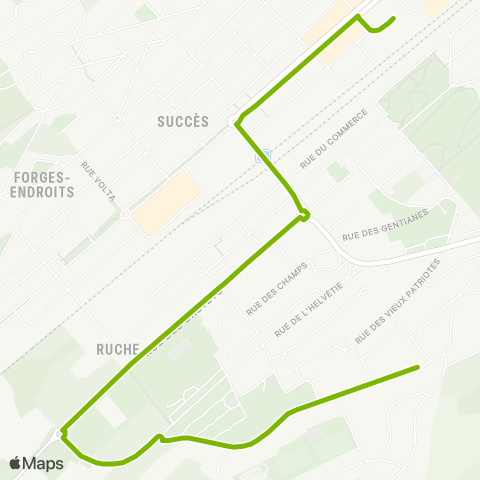 Transports Publics Neuchâtelois La Chaux-de-Fonds, gare - La Chaux-de-Fonds, Foulets map