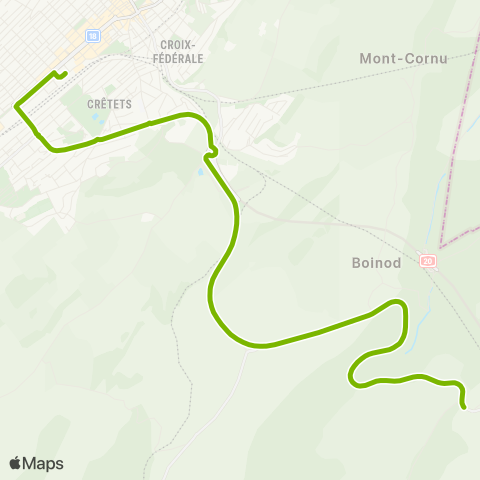 Transports Publics Neuchâtelois La Chaux-de-Fonds, gare - Vue-des-Alpes map