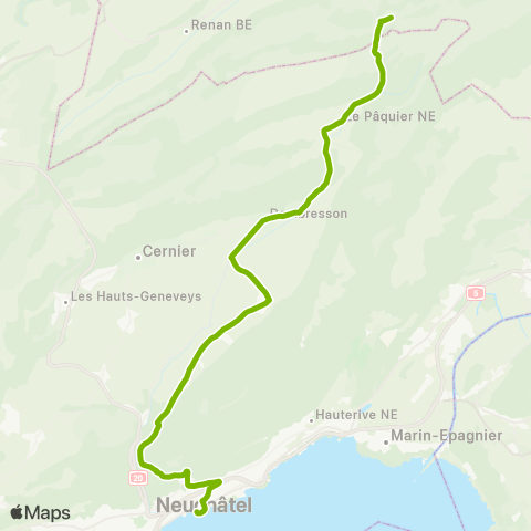 Service d'automobiles TRN Neuchâtel, Place Pury - Savagnières, parc map