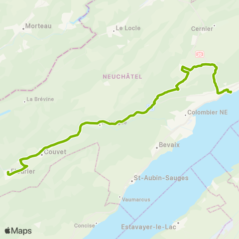 Service d'automobiles TRN Neuchâtel, Place Pury - Fleurier, gare map