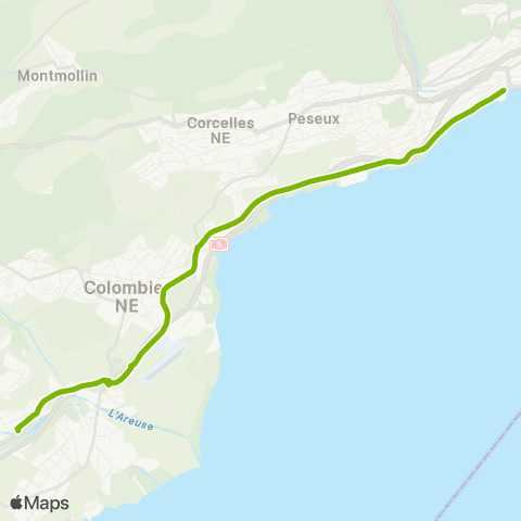 Transports Publics Neuchâtelois Neuchâtel, Oriette - Boudry Littorail, gare map