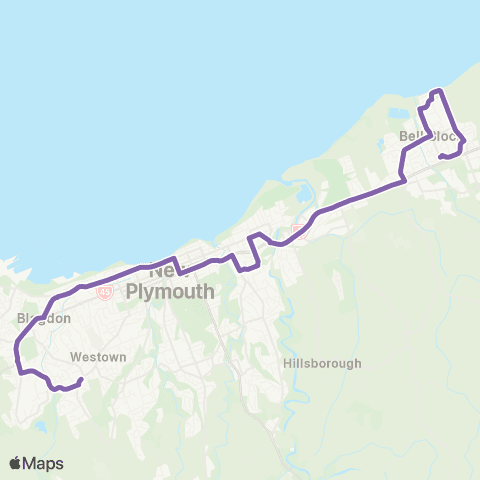 Citylink School buses Bell Block to Francis Douglas Mem Coll map