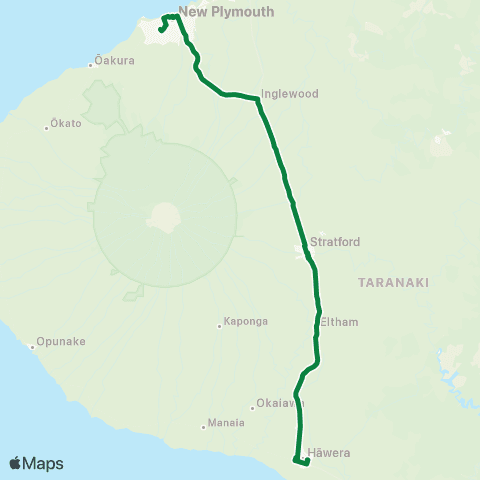 Regional Buses Hawera - New Plymouth map