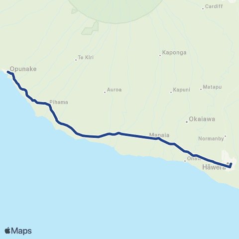 Regional Buses Opunake - Hawera map