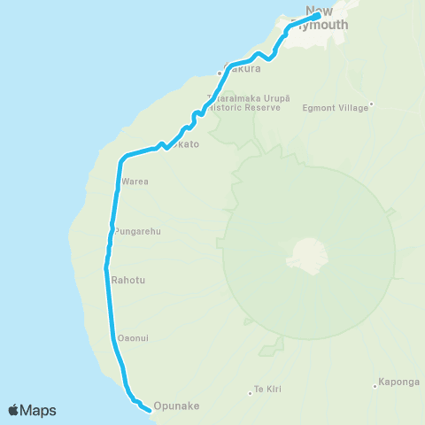 Regional Buses Opunake - New Plymouth map