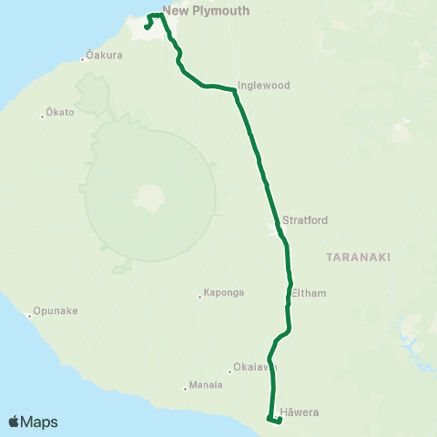 Taranaki Regional Council Hawera – New Plymouth map