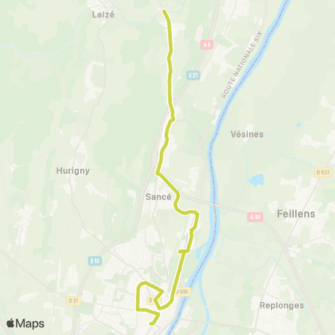 TRéMA Scolaires Charbonnières Moulin - Gare Mâcon Ville map