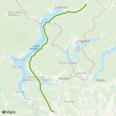 Trenord Cadenazzo-Luino-Gallarate map