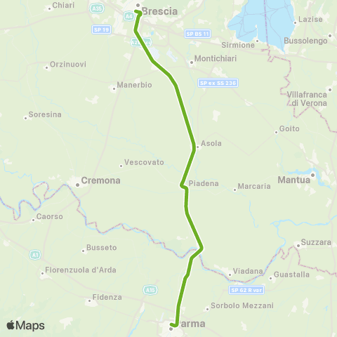 Trenord Brescia-Parma map
