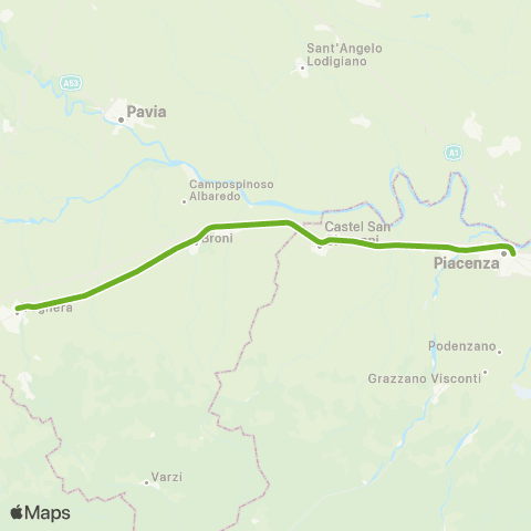 Trenord Voghera-Piacenza map