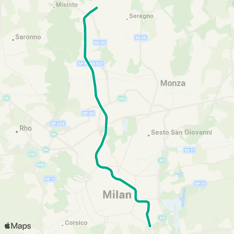 Trenord Mariano Comense-Milano Passante-Milano Rogoredo map