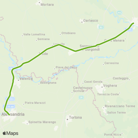 Trenord Pavia-Torreberetti-Alessandria map
