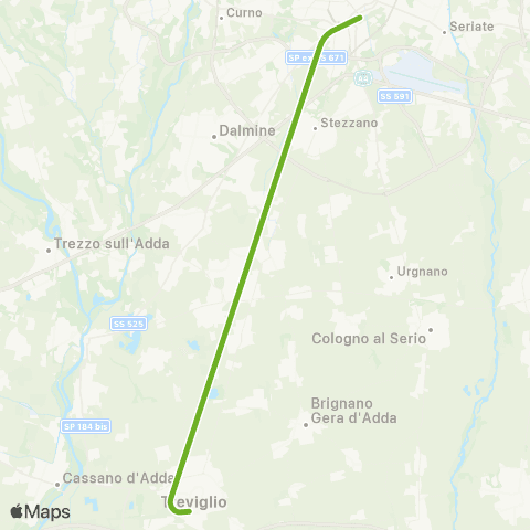 Trenord Bergamo-Treviglio map