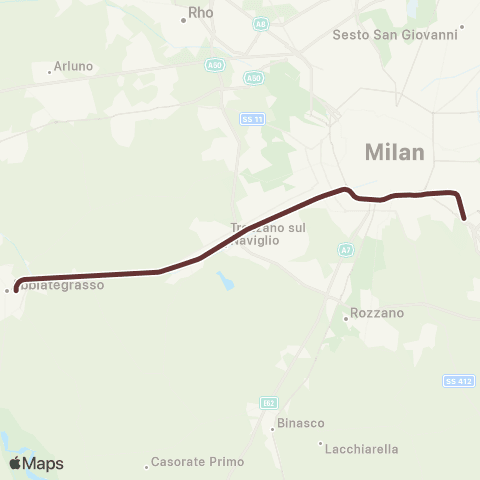 Trenord Albairate-Milano Rogoredo map