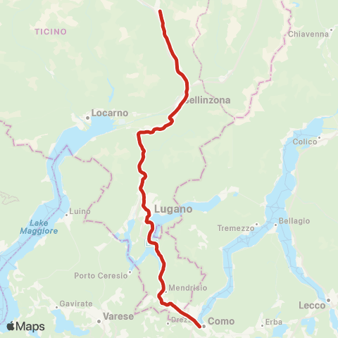 Trenord Como-Mendrisio-Varese map