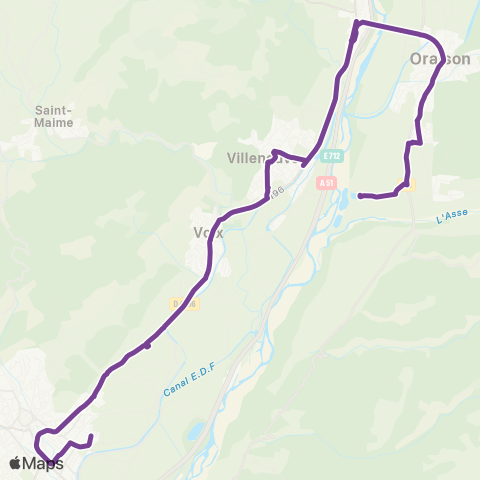 Trans'Agglo Oraison-la Brillanne-Villeneuve-Volx-MQE map