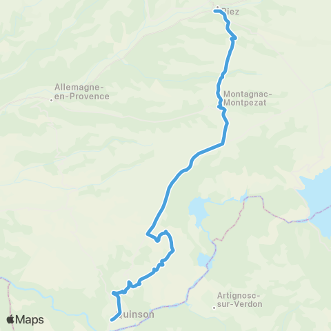 Trans'Agglo Quinson - St Laurent - Quinson - Riez map