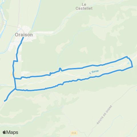 Trans'Agglo Vallée de l'Asse - Oraison map