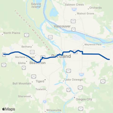 TriMet MAX Blue Line map