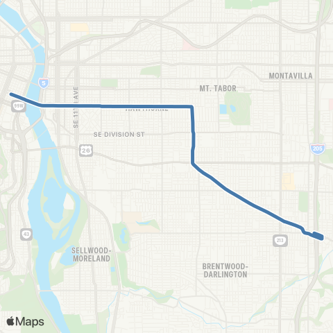 TriMet Hawthorne / Foster map