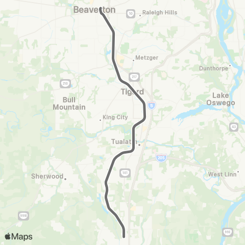 TriMet WES Commuter Rail map