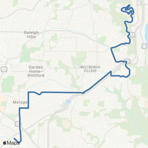 TriMet Taylors Ferry / Marquam Hill map