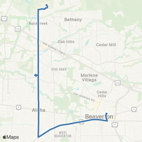 TriMet Farmington / 185th map
