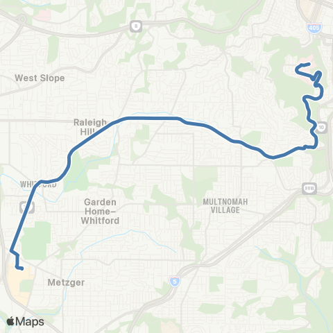 TriMet Scholls Ferry / Marquam Hill map