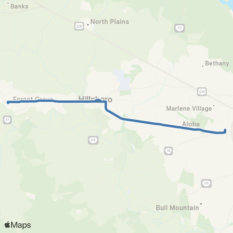 TriMet TV Hwy / Forest Grove map