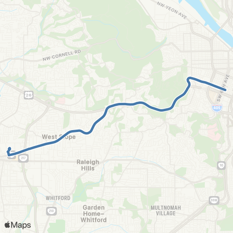 TriMet Canyon Rd map