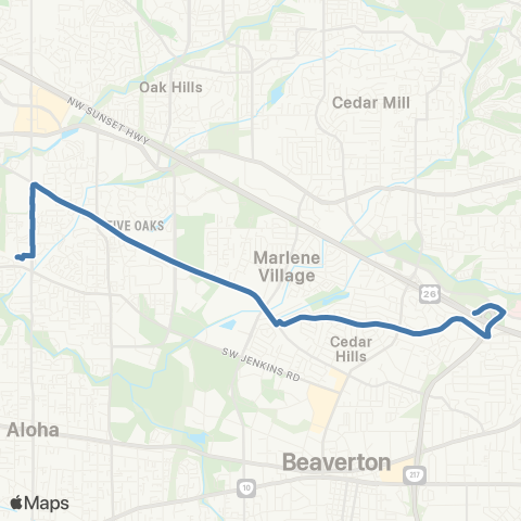 TriMet Walker / Park Way map