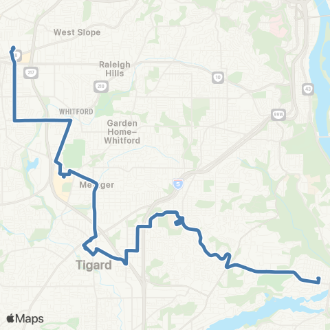 TriMet Denney / Kerr Pkwy map