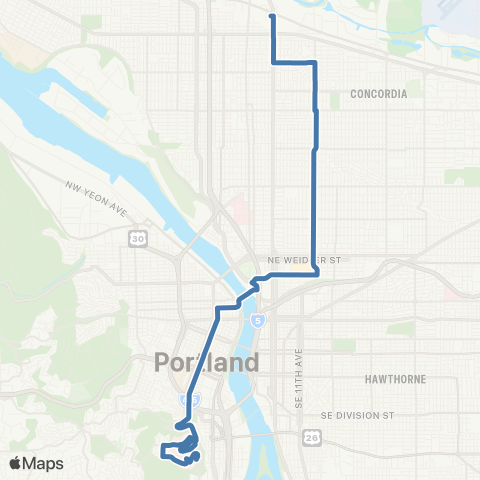 TriMet Jackson Park / NE 15th map